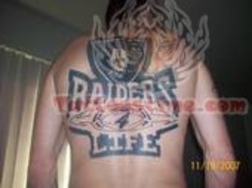 Oakland Raiders Tattoo On Back Body